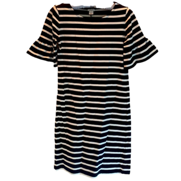 J.crew Factory Striped Flare Sleeve Knee Length Preppy Dress Size XXS - Picture 1 of 4